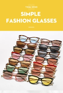Collection of retro cat eye sunglasses in multiple colors with vibrant tinted lenses