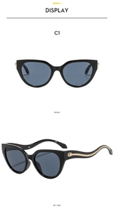 Lunettes de soleil œil de chat avec serpent en métal doré et verres gris