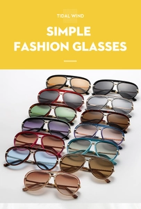 Detailed grid showing twelve different color combinations of oversized aviator sunglasses