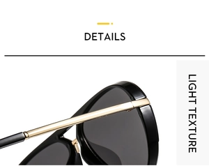 Detailed close-up of premium gold and black metal hinge on stylish aviator sunglasses