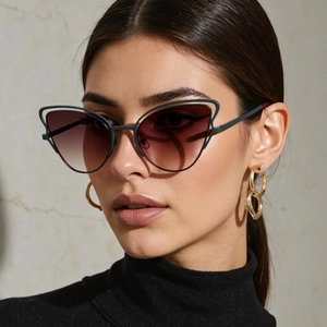 Occhiali Da Sole Cat Eye Alla Moda Per Donna Protezione UV400 Montatura In Metallo Doppio Ponte Vintage