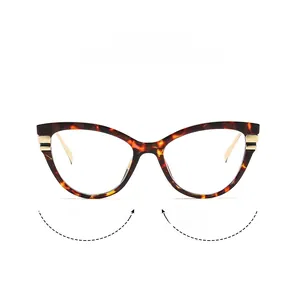 Detail of tortoise shell cat-eye glasses frame with elegant gold metal hinge accents