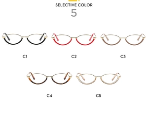 Detail showing five color options of half-frame metal anti-blue light glasses frames