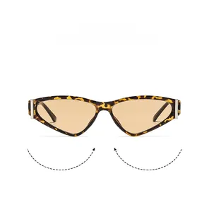 Detail of tortoise shell cat-eye sunglasses with yellow translucent lenses and metal hinges