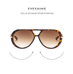 Front view of double-bridge aviator sunglasses with tortoise frame and brown gradient lenses