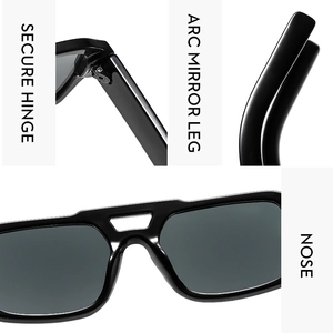 Détails des charnières, des branches et des plaquettes de nez des lunettes de pilote