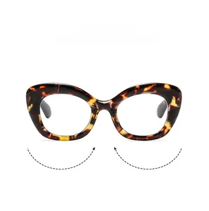 Detailed view of tortoiseshell cat-eye frames with sleek black temples and premium texture