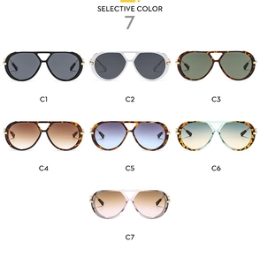 Seven colors of double-bridge aviator sunglasses with gradient lenses in high-quality frames