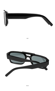 Vue détaillée de la monture de lunettes aviateur rétro double pont de côté et dos