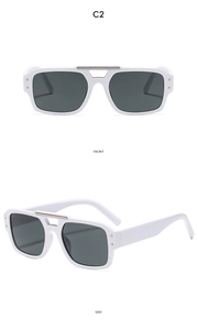 Gros plan sur lunettes aviateur blanches avec pont argenté, vues de face et de profil