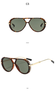 Front and side view of pilot sunglasses with tortoiseshell frame and gold metal temples