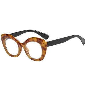 Classic tortoise shell and black cat-eye glasses frame with anti-blue light lenses