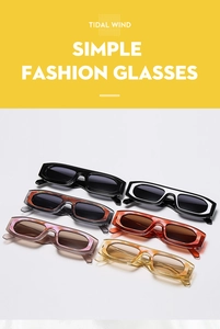 Detailed collection of retro narrow rectangle sunglasses in six assorted frame colors