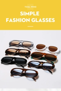 Close-up of retro oval sunglasses collection in diverse frame colors and tinted lenses