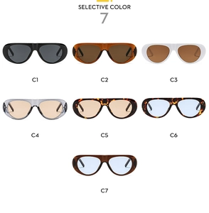 Selective color matrix of oval retro sunglasses in seven trendy finishes from C1 to C7