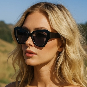 Occhiali Da Sole Cat Eye Da Donna Geometrici Poligono Montatura Oversize Protezione UV400 Occhiali Retro Di Tendenza