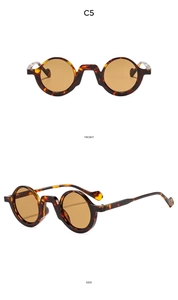 Vorder- und Seitenansicht der Vintage-Rundsonnenbrille in Schildpatt-Optik C5