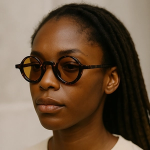 Retro-Rundsonnenbrille mit Schildpatt-Rahmen und gelben Gläsern für Damen im Trend