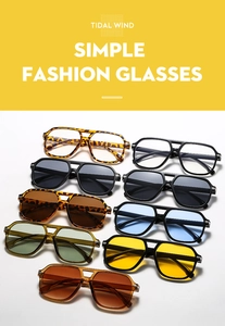 Detailed view of classic double bridge aviator sunglasses in various trendy frame colors