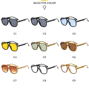 Selection of retro double bridge aviator sunglasses in nine diverse color combinations