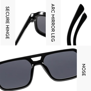 Détails des charnières renforcées, des branches incurvées et des plaquettes de lunettes