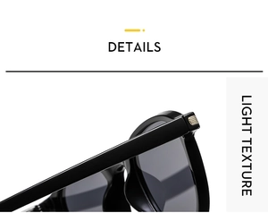 Close-up of high-quality metal hinge and lightweight frame detail on square sunglasses