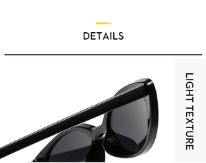Detailed macro view showing the high-quality hinge and light texture of black sunglasses