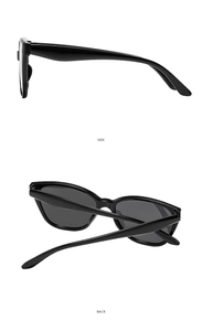 Side and back view of Y2K square sunglasses with sleek black frames and dark lenses