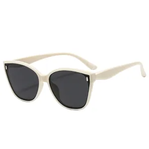 Y2K fashion cream square frame sunglasses with dark grey lenses and silver metal studs