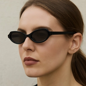 Retro Oval Sonnenbrille Vintage Schmaler Rahmen PC UV400 Schutz Trendy Street Style Cat Eye Mode Brille Für Damen Herren