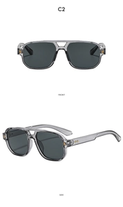 Front and side views of double bridge aviator sunglasses with gold diamond rivets