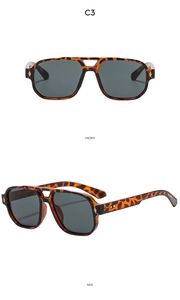 Front and side view of retro double-bridge pilot sunglasses with tortoiseshell frame C3