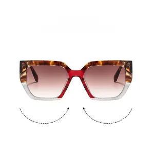 Close-up of vintage oversized square sunglasses with tortoiseshell and transparent frame