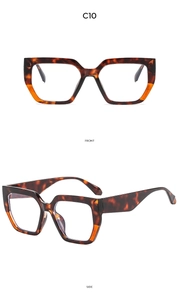 Detailed front and side view of oversized square dark tortoiseshell frame sunglasses