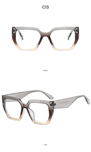 Front and side views of square vintage sunglasses with brown to yellow gradient frames