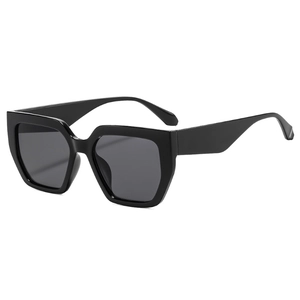 Retro square oversized black sunglasses with thick frames and dark grey lenses for fashion