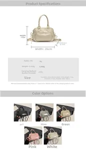 Detailed size chart and multi-color view of minimalist PU leather bowling backpack