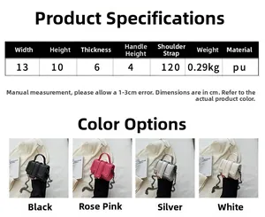 Detailed dimensions of a mini stone pattern crossbody bag in four stylish color options