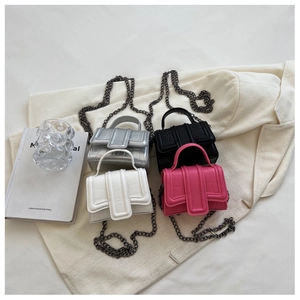 Mini stone pattern crossbody bags in four colors with elegant metal chain straps