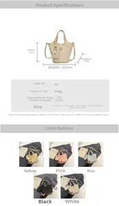 Detailed size specifications for lychee pattern bucket bag with versatile crossbody strap