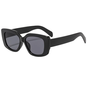 Classic black square oversized sunglasses with wide temples shown from a 45-degree angle