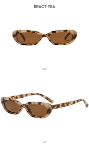 Close-up of tortoise shell cat-eye sunglasses with tea lenses showing front and side views
