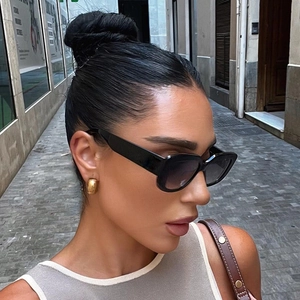 Square Sunglasses For Women Fashion PC Frame AC Lens UV400 Retro Wide Temple Ins Style Sun Protection Eyewear