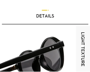 Detailed close-up of shiny black oval sunglasses hinges with light texture finish
