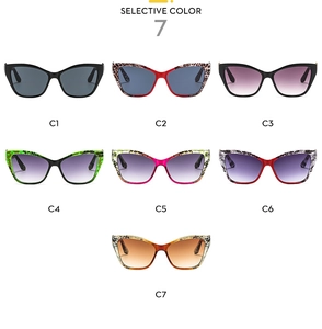 Détails des sept options de couleurs pour lunettes de soleil œil-de-chat à branches serpent