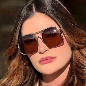 Fashion Oversized Aviator Sunglasses For Men Women Metal Frame UV400 Protection Square Sun Glasses Trendy Outdoor Driving Eyewear