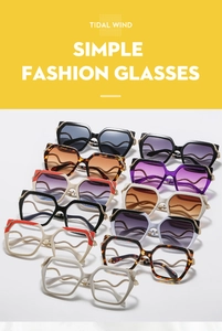 Chic oversized square sunglasses with metal wave chain detail in multiple colors
