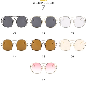 Detailed selection of oversized aviator sunglasses in seven colors with metal frames