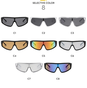 Grille comparative de huit coloris de lunettes de soleil de sport à monture large