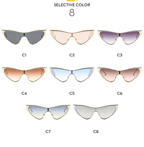 Selection of eight stylish oversized cat-eye sunglasses with thin metal frames in various colors